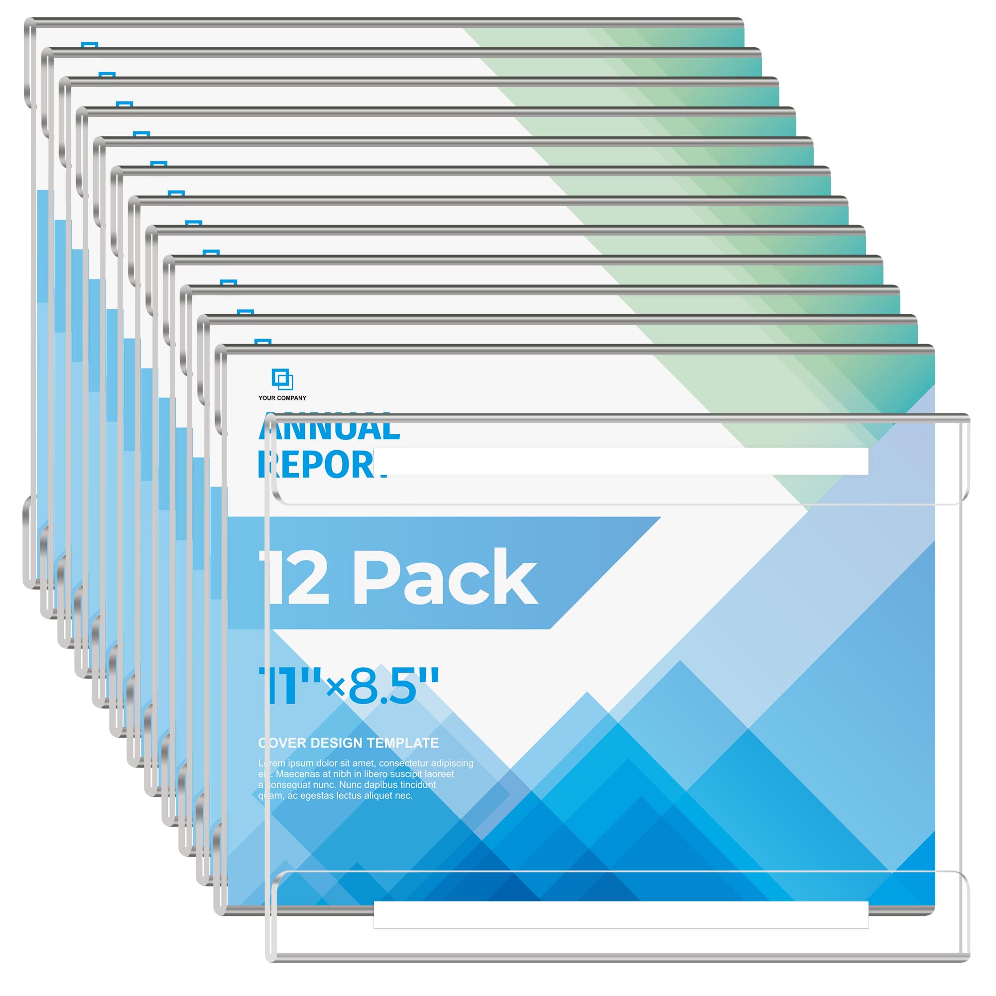 Photo 1 of 12 Pack 11x8.5 Acrylic Sign Holder Wall Mount, Horizontal Plastic Wall Signs Acrylic Frame Photo Menu Flyer Display Holders with Adhesive Tape for Office, Home, Store, Restaurant - No Drilling