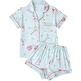 SEGT Women's Pajamas Set for Women Short Sleeve Button Down Sleepwear Cute and Fun Printed Pattern 2 Piece Loungewear