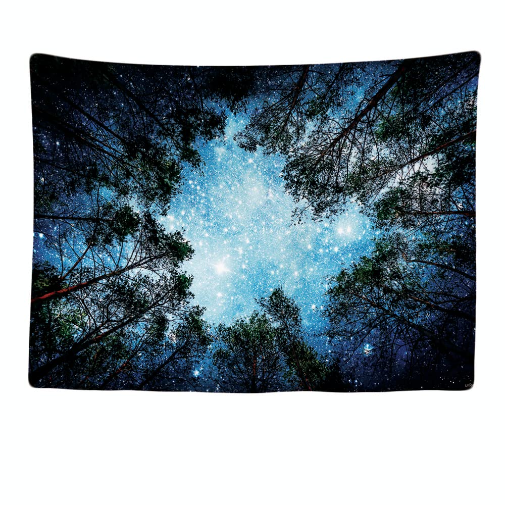 Ulticool – Decorative Wall Tapestry Bedroom - Stars Universe Planets Nature Trees Forest - 200 x 150 cm Large – Fabric Wallpaper – Tapestry Aesthetic Wall - Panoramic Decoration