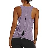 Muzniuer Womens Yoga Workout Tops-Cute Open Back Running Gym Activewear Sports Shirt for Women