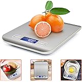 Digital Kitchen Scale, ikalula Electronic Kitchen Scale Mini Mutifunctional Accurate Stainless Steel Weighing Cooking Scale with LCD Display, Slim Design with Two Batteries, Max 5000g (0.1oz/ 1g/1m/1bs）