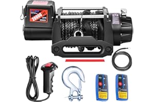 CXRCY 12V Electric Winch,20000LBS Load Capacity Synthetic Rope Towing Winches for Jeep Truck SUV,with Wired Handle and Wireless Remote