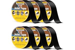 Hanotic Joist Tape for Decking 2'' X 50', 6 Rolls Weather Resistance Butyl Tape, Waterproof and Anti-Corrosion, Self-Adhesive for Wood Joists Decks Beams Roof Extend Deck Life