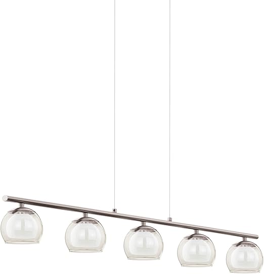 Eglo Led Pendelleuchte Ascolese 5 Flammige Hangelampe Hangeleuchte Aus Stahl Und Glas Esstischlampe Wohnzimmerlampe Hangend In Nickel Matt Amber Weiss Amazon De Beleuchtung