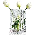 Aoderun Glass Vase Crystal Vase Heavy Duty Large Flower Vase for Dining Table Kitchen Office Home Shelf Wedding Living Room Centerpieces(Clear)