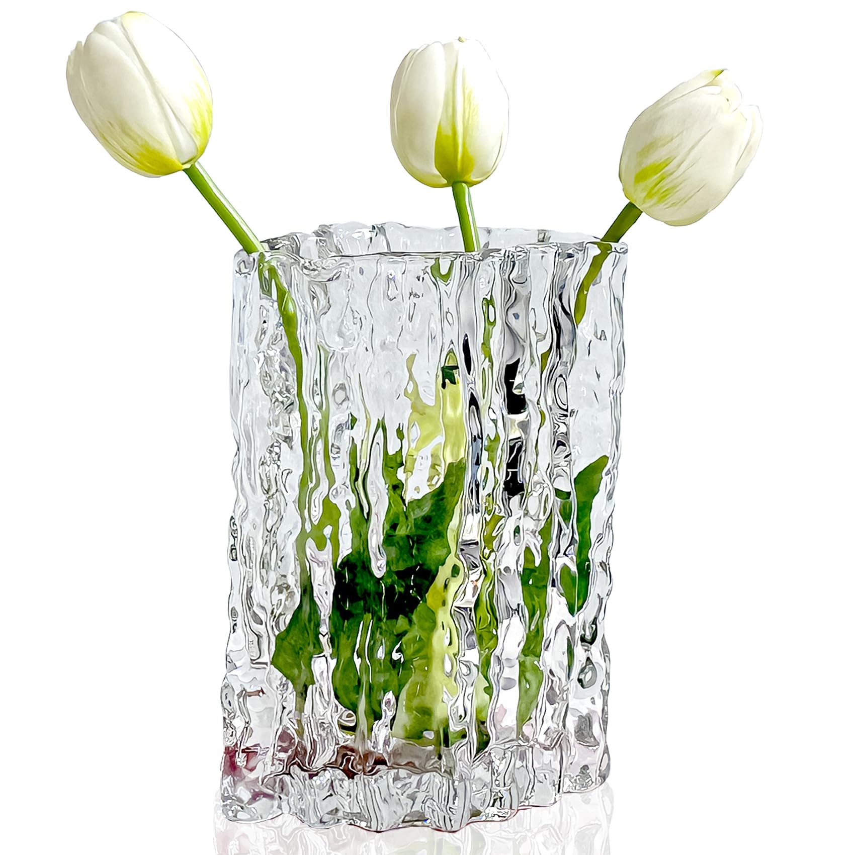 Aoderun Glass Vase Crystal Vase Heavy Duty Large Flower Vase for Dining Table Kitchen Office Home Shelf Wedding Living Room Centerpieces (Clear) โ image 1