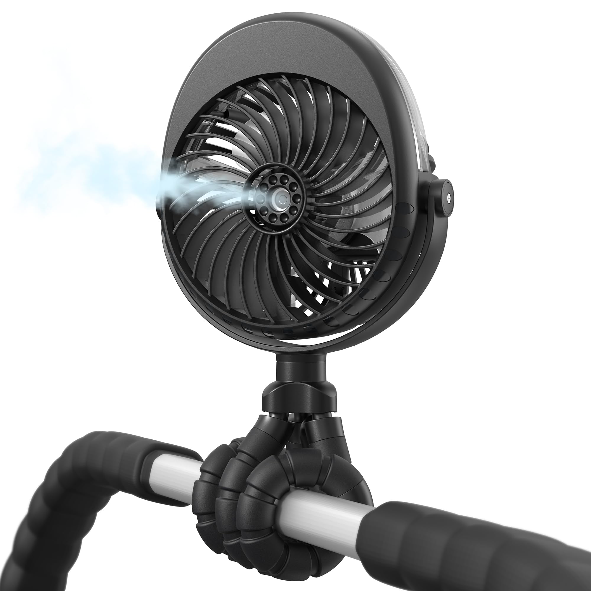 Photo 1 of GRANDFAST Portable Misting Stroller Fan, 4000mAh Battery Powered with 360° Pivot, Personal Mister Fan with Flexible Tripods for Cooling Outdoor Travel Office Wagon Crib Car Treadmill