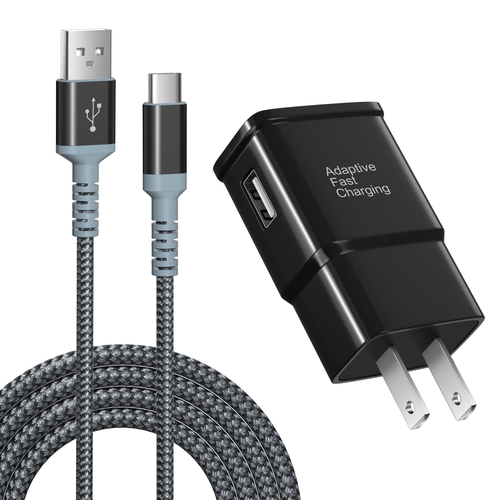 Adaptive Fast Charging Wall Charger with USB C Cable 10Ft, Excgood Fast Charger Power Adapter USB Type C Cable Fast Charging Compatible with Galaxy S25 S24 S23 S22 S21 S8 S9 S10 A15 A03s Android Phone