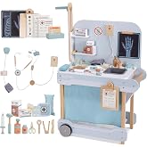 Joylike Wooden Doctor Playset, Kids Doctor Kits with 15PCS Accessories | Dr Pretend Playset for Kids/Toddlers Ages 3-5, 6-8