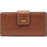 Fossil Women's Logan Leather Wallet RFID Blocking Tab Clutch, Brown (Model: SL7830200)