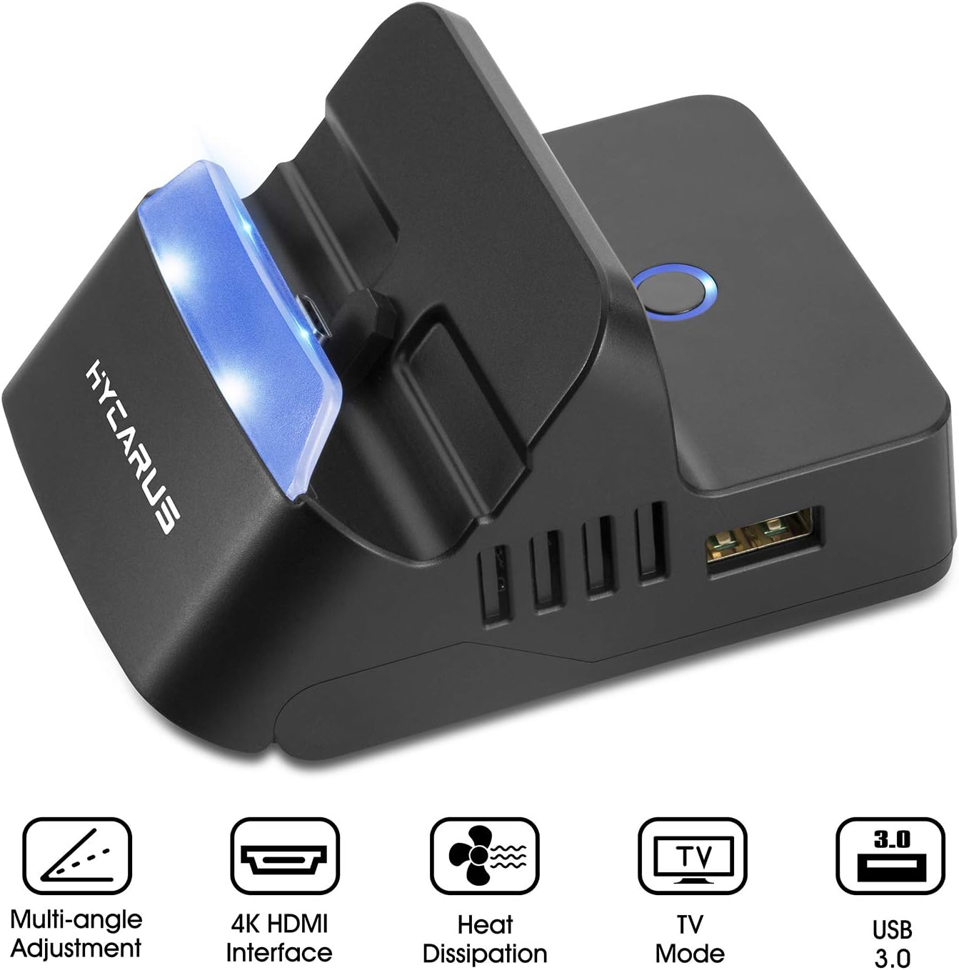 Switch Dock, HYCARUS Switch TV Dock Charging Station Adapter with 4K HDMI & USB 3.0 Inputs, Switch Docking Station with Multi-angle Adjustment and Strong Heat Dissipation Features