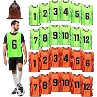 Gatutul 24 Pack Soccer Pinnies Numbered 1-12 Scrimmage Training Vests in 2 Vibrant Colors, Team Practice Jerseys for Adults Y