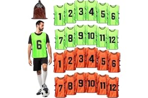 Gatutul 24 Pack Soccer Pinnies Numbered 1-12 Scrimmage Training Vests in 2 Vibrant Colors, Team Practice Jerseys for Adults Y