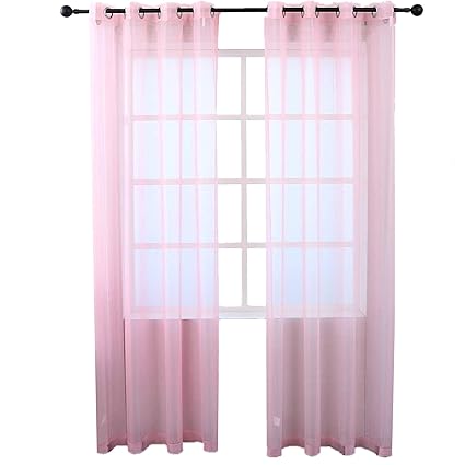 Amazon Com Keqiaosuocai Grommet Sheer Pink Curtains For Bedroom
