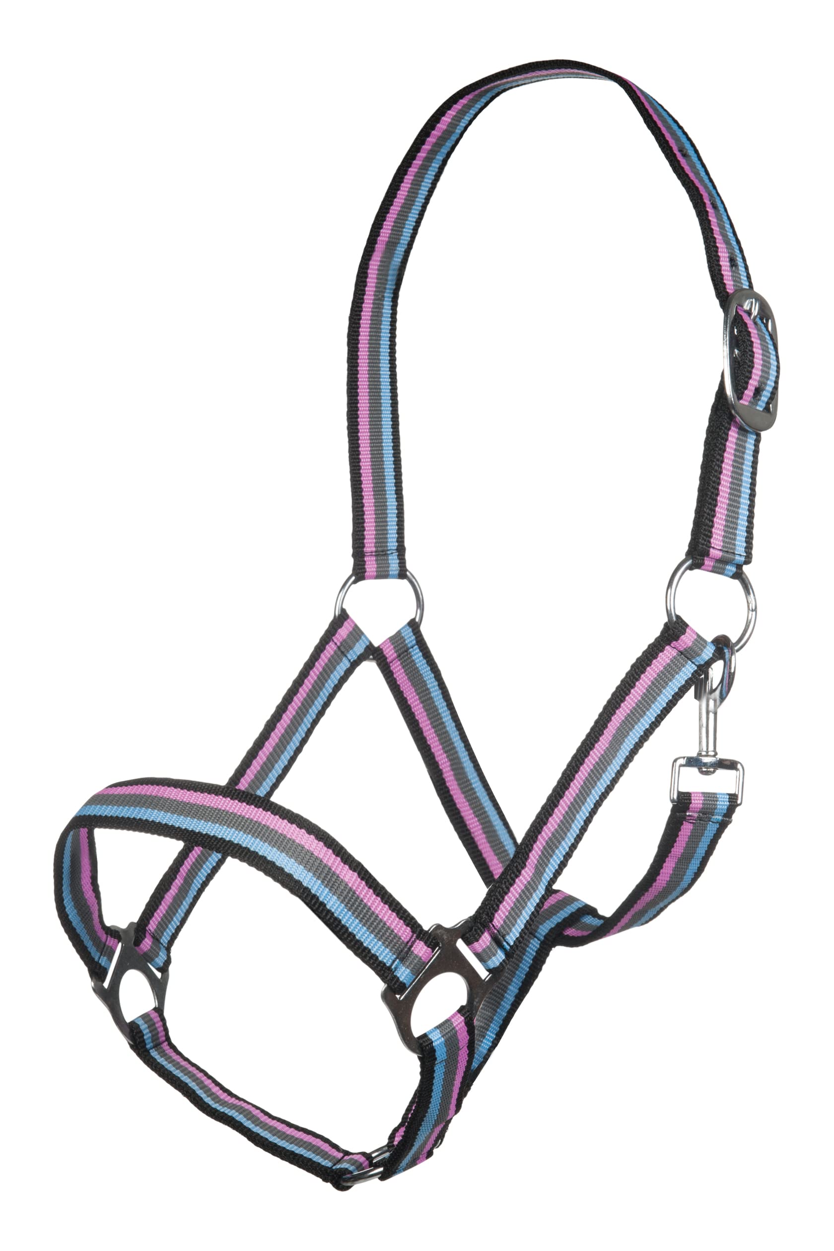 HKM Linz Headcollar Black/Grey/Pink/Blue Shetty