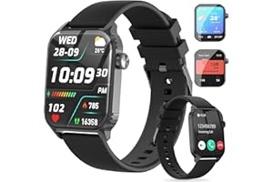 Smart Watch 1.83" HD Touchsreen, Sleep Monitor, IP67 Waterproof, Bluetooth Call Fitness Watch for iPhone/Android Black