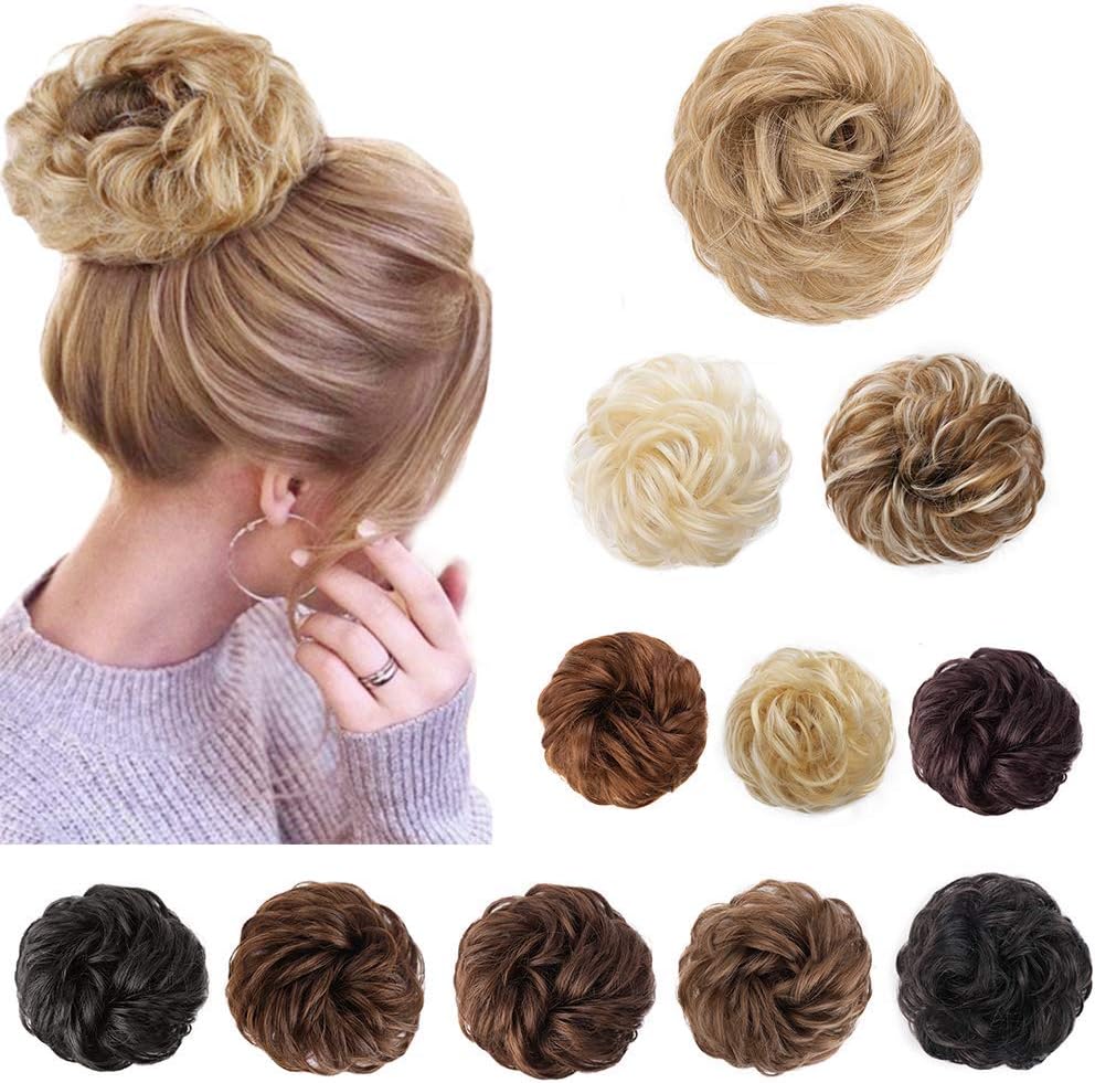 Human Hair Bun Extensions Messy Hair Scrunchies Hair Pieces for Women Hair Donut Updo Ponytail