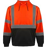 fortresswear High Visibility Hoodie for Men Class 3 Hi Vis Safety Hoodies Reflective Construction Sweatshirt with Pockets