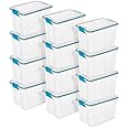 Sterilite 12-Pack Gasket Box, Weather-Resistant Storage Bins with Latching Lids, 20 Quart - Heavy-Duty Organizing Containers for Closet, Bathroom, and Office