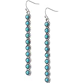 MINACHI Ethnic Bohemian Created Turquoise Dangle Drop Earrings, Vintage Boho Hippie Jewelry Gift for Women