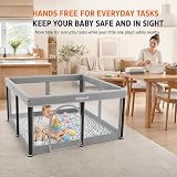 Colpart Foldable Playpen with Mat 50x50 in Grey Portable Safe Baby Yard view 5
