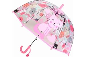 MRTLLOA Kids Clear Bubble Umbrella with an Easy Grip Curved Handle, Safety Transparent Dome Bubble Umbrella for Toddler Boys Girls