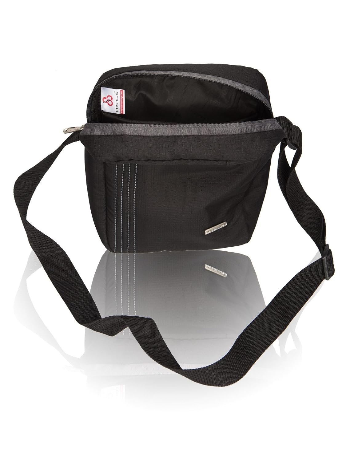 cosmus polyester black sling & cross-body bag for unisex