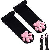 HOMEGYMFREE Cat Paw Socks, Thigh High Soft 3D Paw Pad Toe Beans Stockings for Women Cat Cosplay