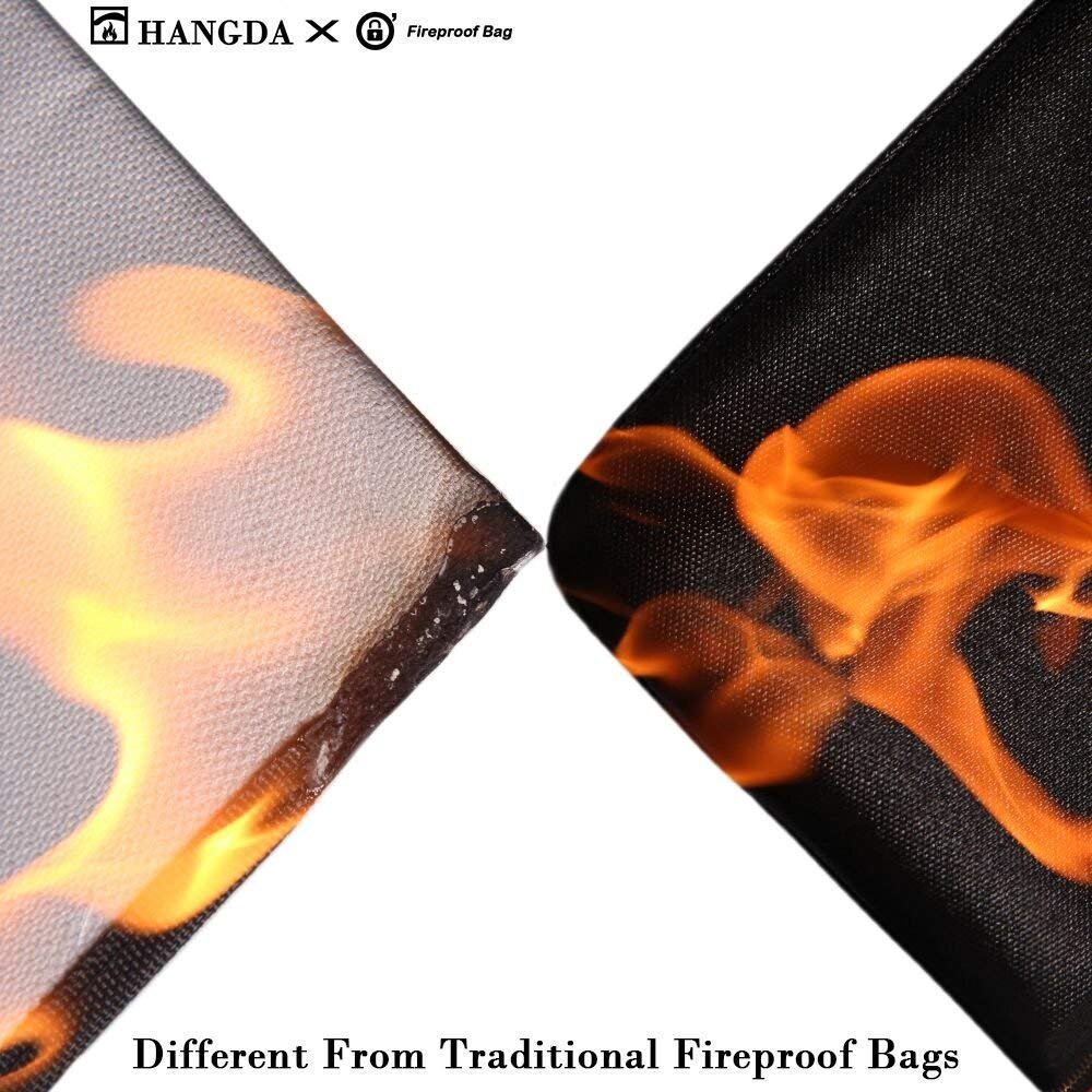 Fireproof Document Bag,Non-Itchy Double Silicone Coated Fire &Water & Explosion Resistant Metal Zipper Double Pockets Withstand 2300℉. Fireproof Safe Storage for Important Properties, Certification