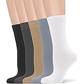 Women's Soft Thin Viscose Bamboo Crew Socks, Fit Stretchy Casual, Business, Dress Calf Sock 5 Pairs