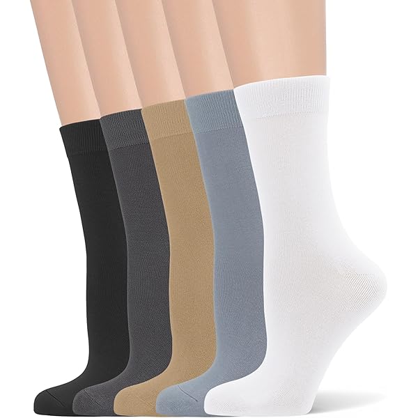 Lot 6 Paires Chaussettes Mi-mollet Femme Bambou - Douces, Anti-odeur, Respirantes - Taille 35-40 - 6 Couleurs Assorties