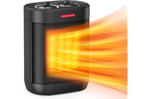 PEREYSI 1000W Small Space Heaters for Indoor Use, PTC Ceramic Personal Heater with Overheating & Tip-Over Protection, Quiet Heating for Desktop Office Home