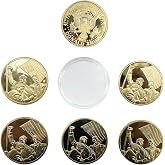 6 Pack Gold Trump Coin with Protective Case,Double Sided Trump Coins：Heads Fighting for America Tails 47th President，Trump Gifts