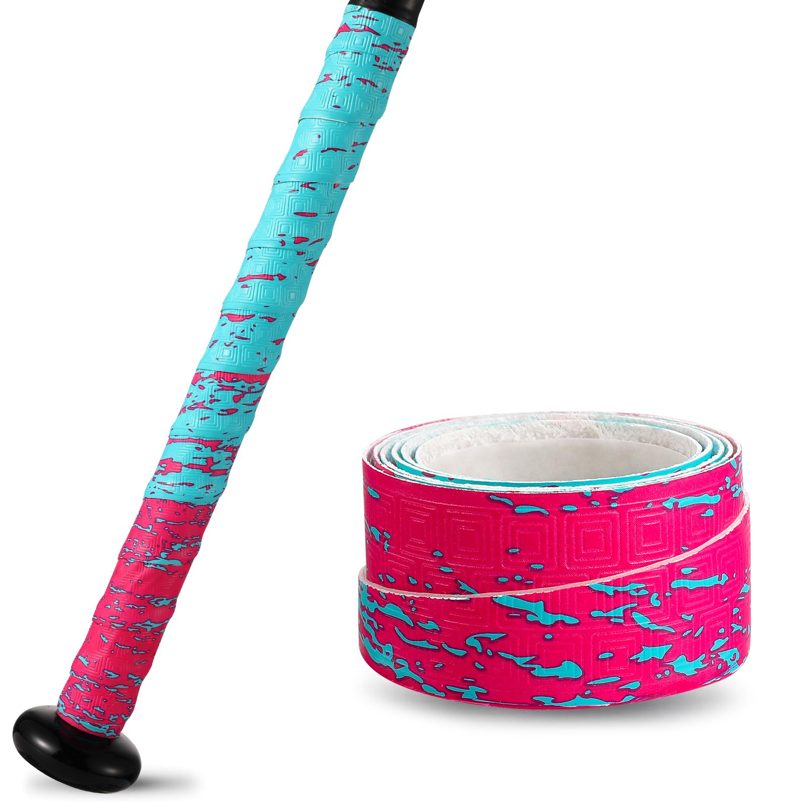 Photo 1 of 1.1mm Bat Grip Tape, Greek Key Double-Stamping Textured, Baseball & Softball Bat Tape for All-Weather Performance, Non-Slip, Precut for Easy Install