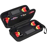 GWCASE Dart Case for 6 Steel Soft Tip Darts, Shafts and Flights, Black | EVA shell + Elastic Strap Slots; 360&deg; Zipper; Compact 8.25&times;4.25&times;2.3"; Steel/Soft/Plastic Tip; League, Bar, Travel
