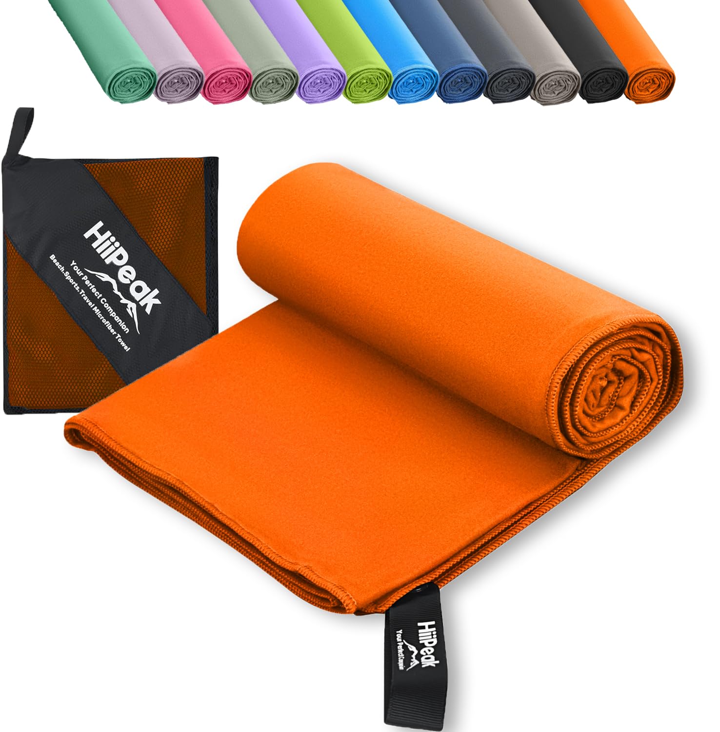HiiPeak Microfibre Towel Compact Camping Gym towel - Quick Dry Lightweight Absorbent Sports Swimming traveling Hiking Drying Towel for Men,Women (Orange-1pack, 40cm x 80cm)