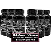 Nicole + Brizee N+B Hair Growth Vitamins - with Biotin, Vitamin C, Zinc, and Vitamin B12 - Natural-Based Hair Care Formula - Made in The USA - (30 Day Supply)(6-Pack)