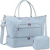 HOTOR Travel Duffle Bag for Women - Carry on Bag with Toiletry Pouch & Shoe Compartment, Large Overnight Weekender Bags for Gym, Business Trips, Sports and Hospital, Blue, 17.3" x 7.9" x 13.4"