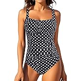 Aqua Eve One Piece Bathing Suit for Women Tummy Control Swimsuit Slimming Vintage Swimwear