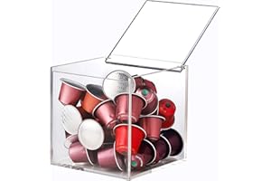 KissYou Acrylic Box with Lid Coffee Pod Holder Organizers Storage Contanier Clear Box for House and Office Transparent Case