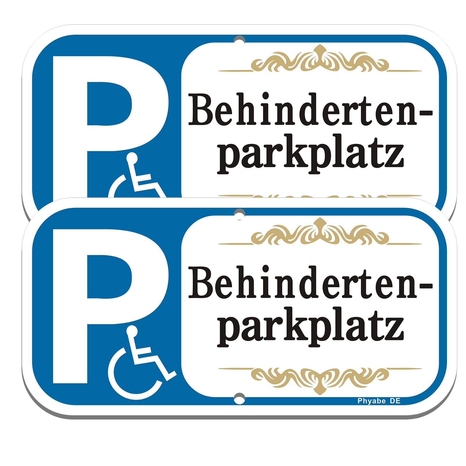 schild Behinderten-parkplatz 2 Stück, 30x15cm Aluminium Schilder，für Außen-und Innenbereich