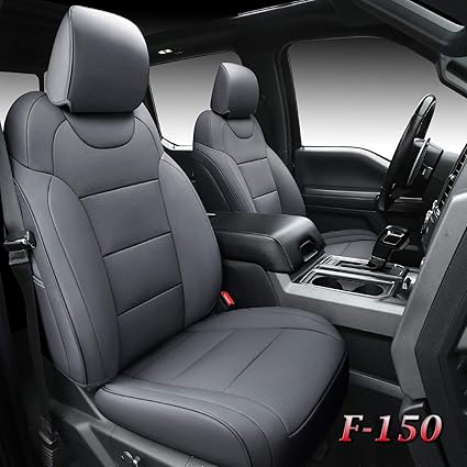 Amazon Com Tecoom Front And Back Seat Covers 5 Pieces Waterproof Leather Truck Seat Protectors Custom Fit Full Set Compatible With Ford F 150 2015 2020 F 250 F 350 F 450 2017 2020 Raptor Style Gray Automotive