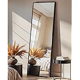 TRAHOME Full Length Mirror, Standing Large Floor Mirror with Aluminum Frame for Bedroom, Living Room, Bathroom(Black)