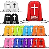 Sunnymove 20 Pcs Christian Drawstring Backpack Bulk Religious Drawstring Bags Easter Church Gifts Bags Sunday School Gifts(Proverbs 3:5)