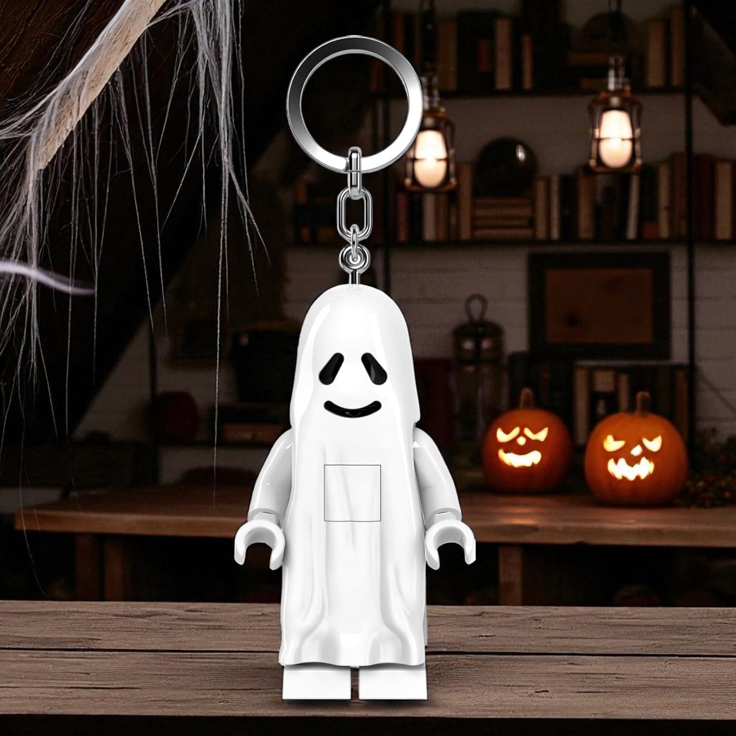LEGO Monster Fighters - Large 3 Inch Tall Figure Keychain Light - Ghost (KE48H), Halloween Theme Keychain Light, Trick or Treat Accessory