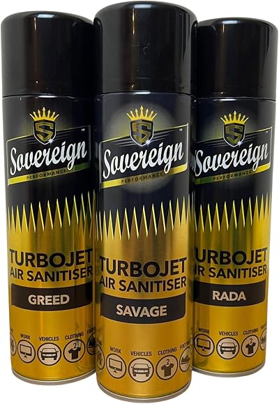 Sovereign Aerosols Designer Fragrances 3 x Turbojet Air Sanitiser 500ml Bundle
