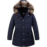 Pefflarge Women's Plus Size Parka Down Coat | Detachable Hood, Windproof, Waterproof, for Winter Comfort