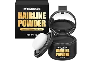 StyleShark Hairline Powder for Women & Men - Stain-Proof Root Touch Up for Thinning Hair, Sweatproof, Quick Cover Up (Black)