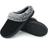 Jerzmy Fuzzy House Slippers for Women, Cushion Memory Foam Slippers Suede Faux Fur with Arch Support, Comfy Home Shoes for Indoor Outdoor Bedroom