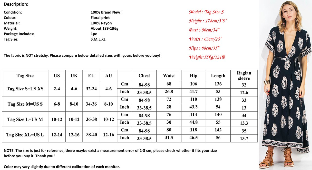 CHIC DIARY Robe Longue d\'Été Col V Profond Dos Nu Fourche d\'Avant pour Femme Fille(L)